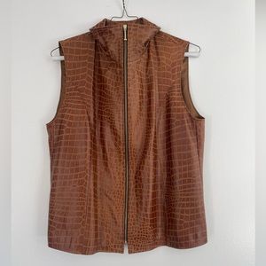 Sibylle Lyn Vintage leather vest - Crocodile Embossed, Gold Zipper - Size 6